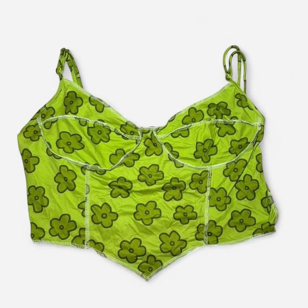 SHEIN Green Floral Corset Top
